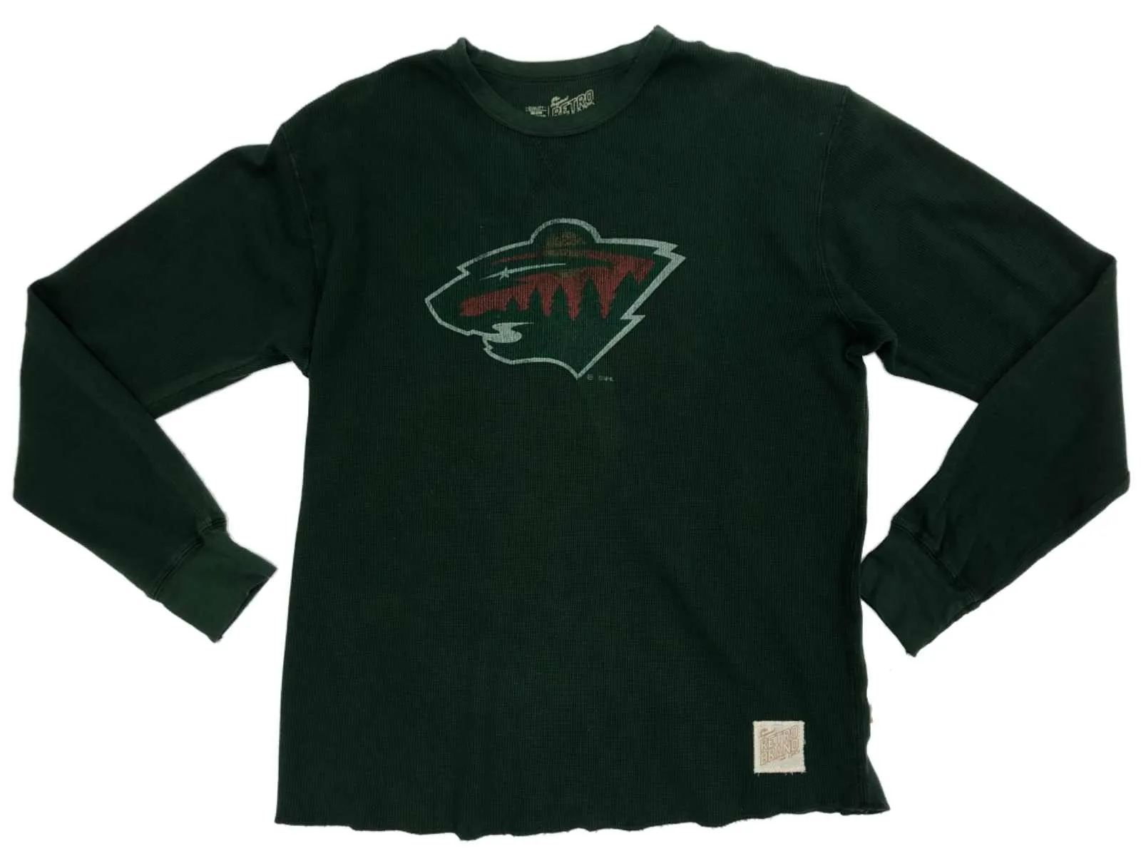 Minnesota Wild Retro Brand Green Lightweight Waffle Pullover Long Sleeve T-Shirt