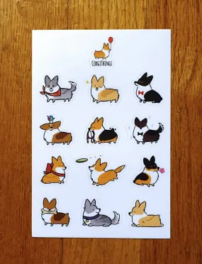 Mixed Corgis Vinyl Sticker Sheet