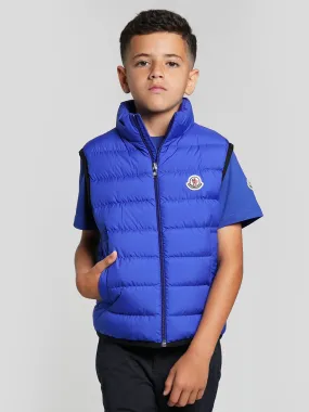 Moncler Enfant Boys Down Padded Contrin Gilet in Navy