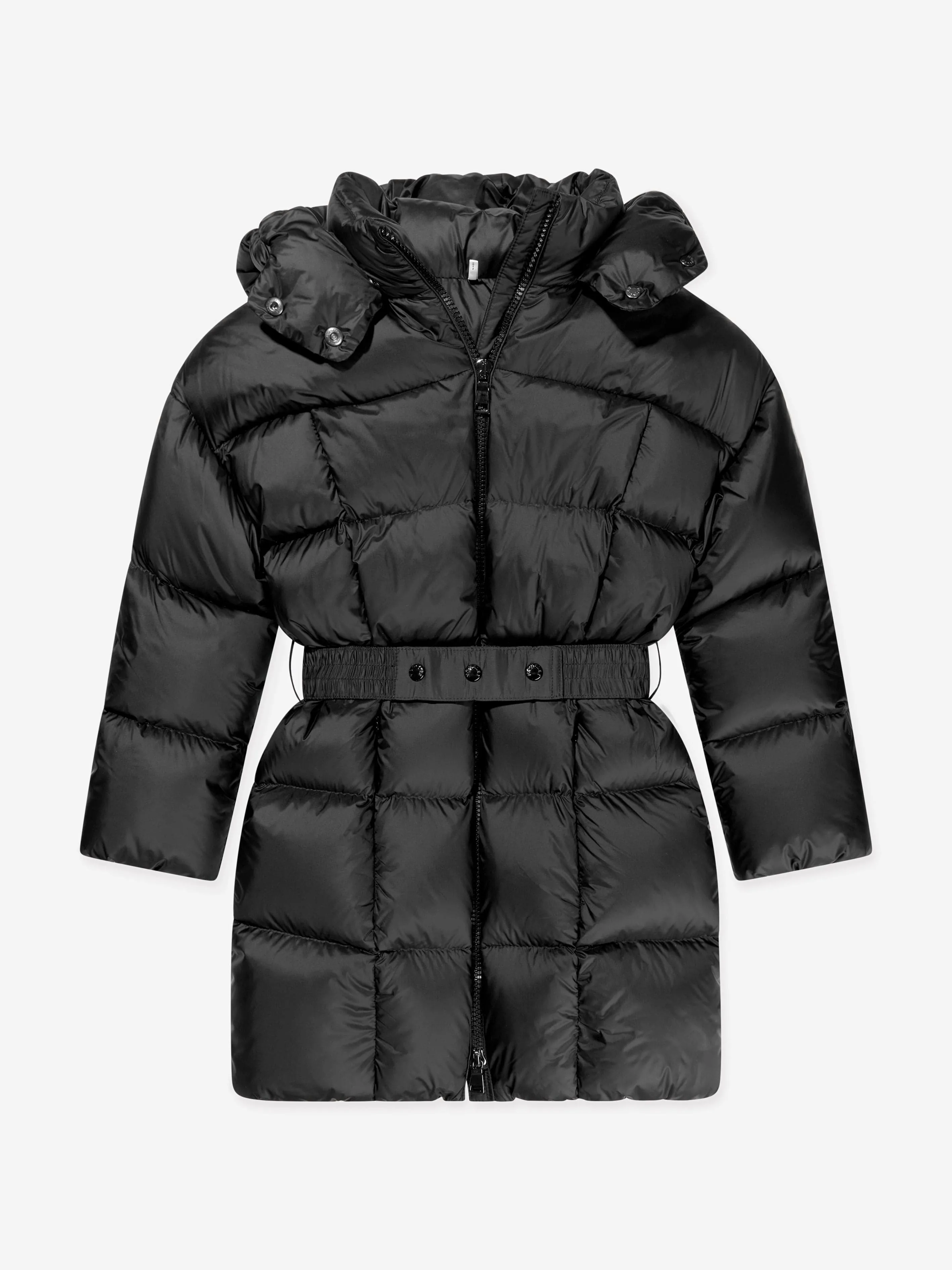 Moncler Enfant Girls Down Padded Caille Long Coat in Black