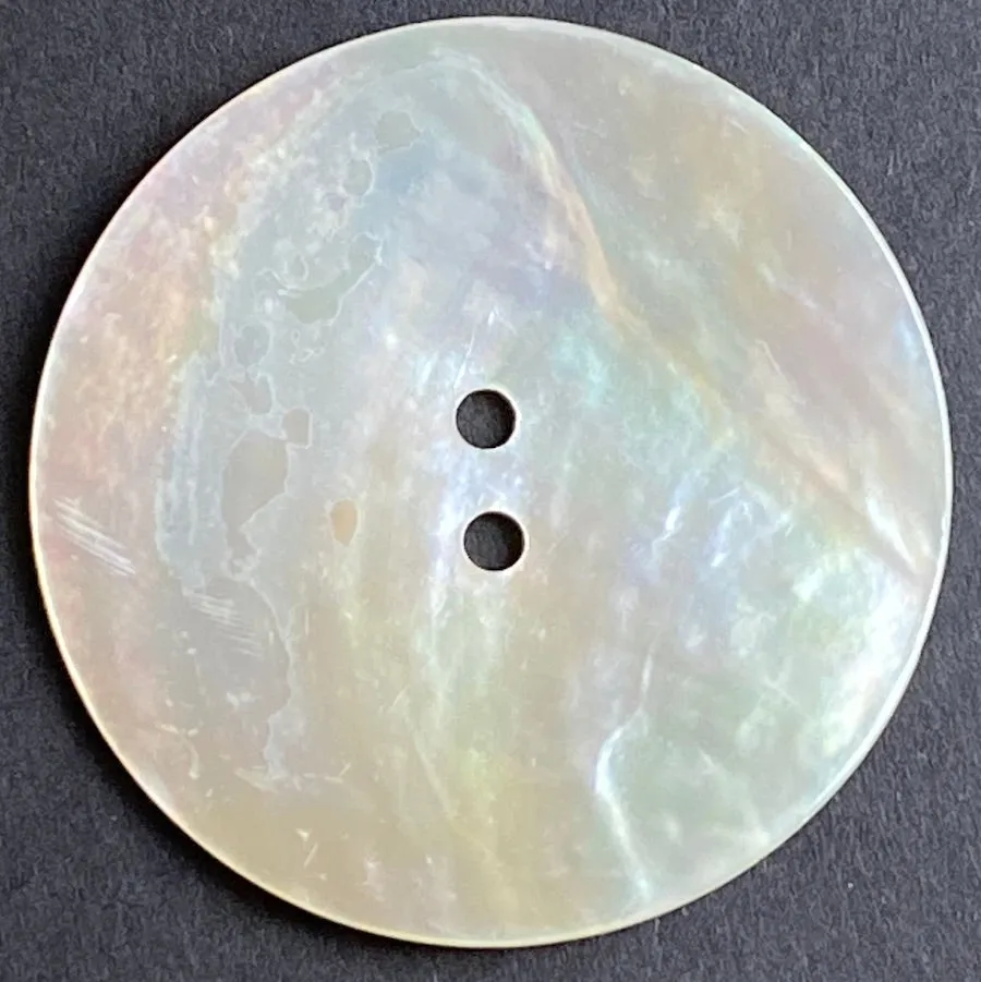 Moonrise Mother of Pearl Shell, 1-3/8" Iridescent Large 2-Hole Button 34mm #D4800