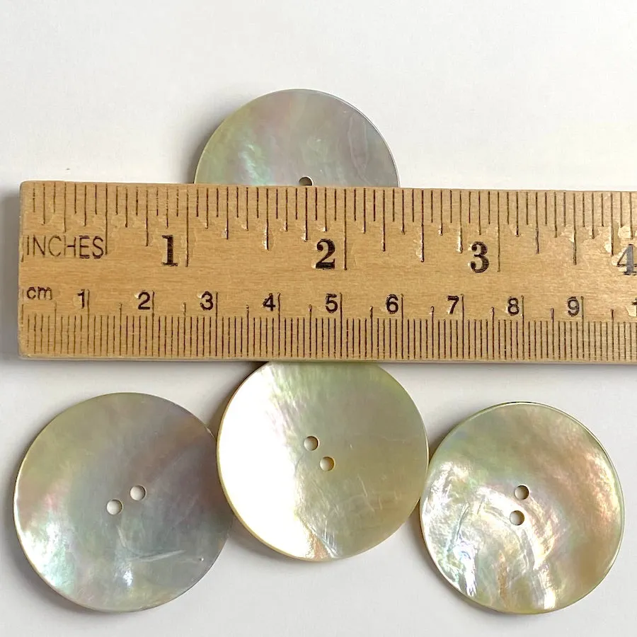 Moonrise Mother of Pearl Shell, 1-3/8" Iridescent Large 2-Hole Button 34mm #D4800