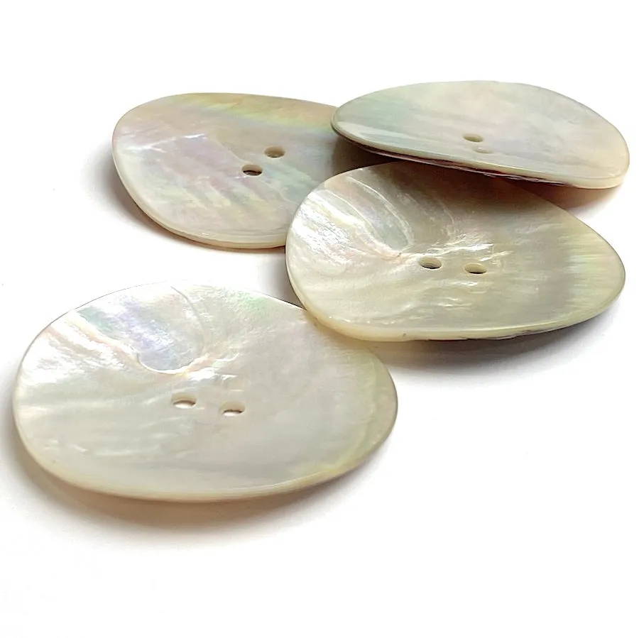 Moonrise Mother of Pearl Shell, 1-3/8" Iridescent Large 2-Hole Button 34mm #D4800