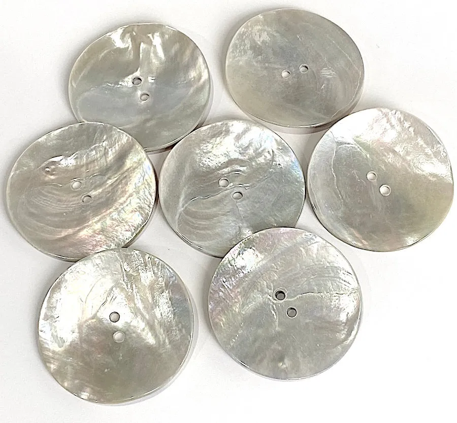 Moonrise Mother of Pearl Shell, 1-3/8" Iridescent Large 2-Hole Button 34mm #D4800