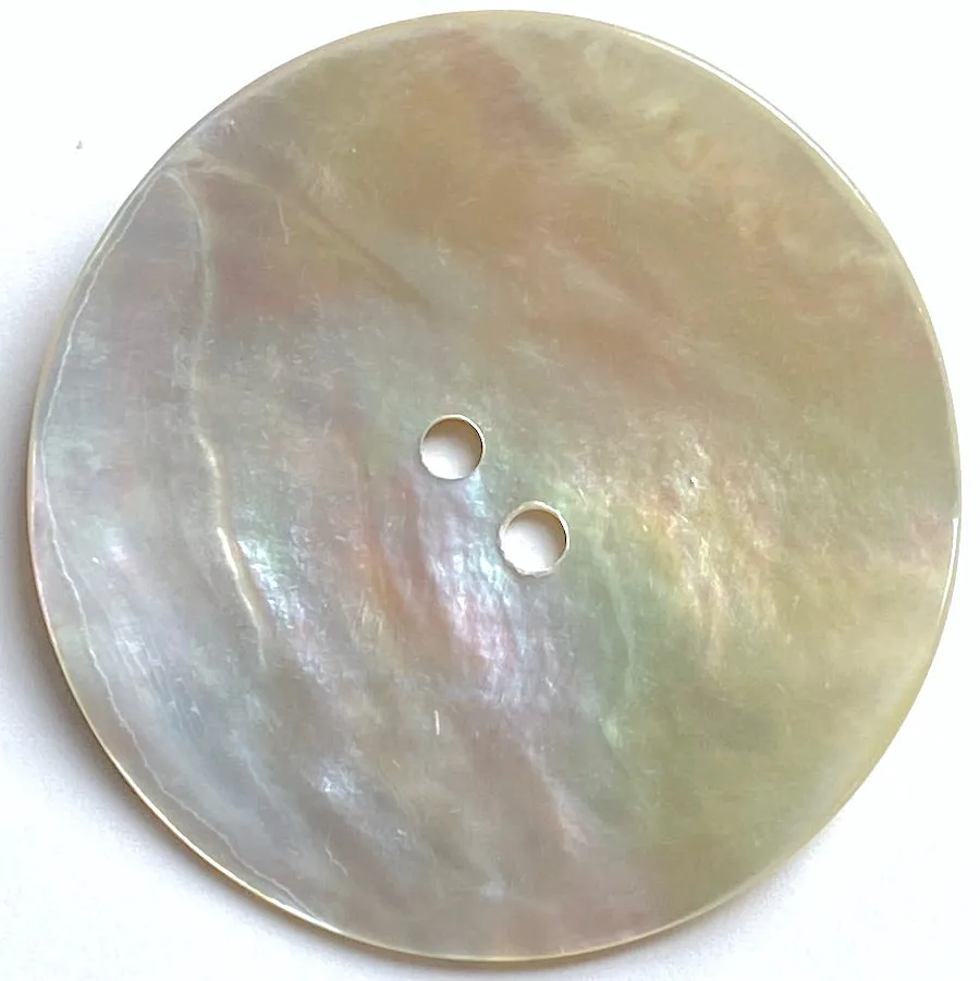 Moonrise Mother of Pearl Shell, 1-3/8" Iridescent Large 2-Hole Button 34mm #D4800