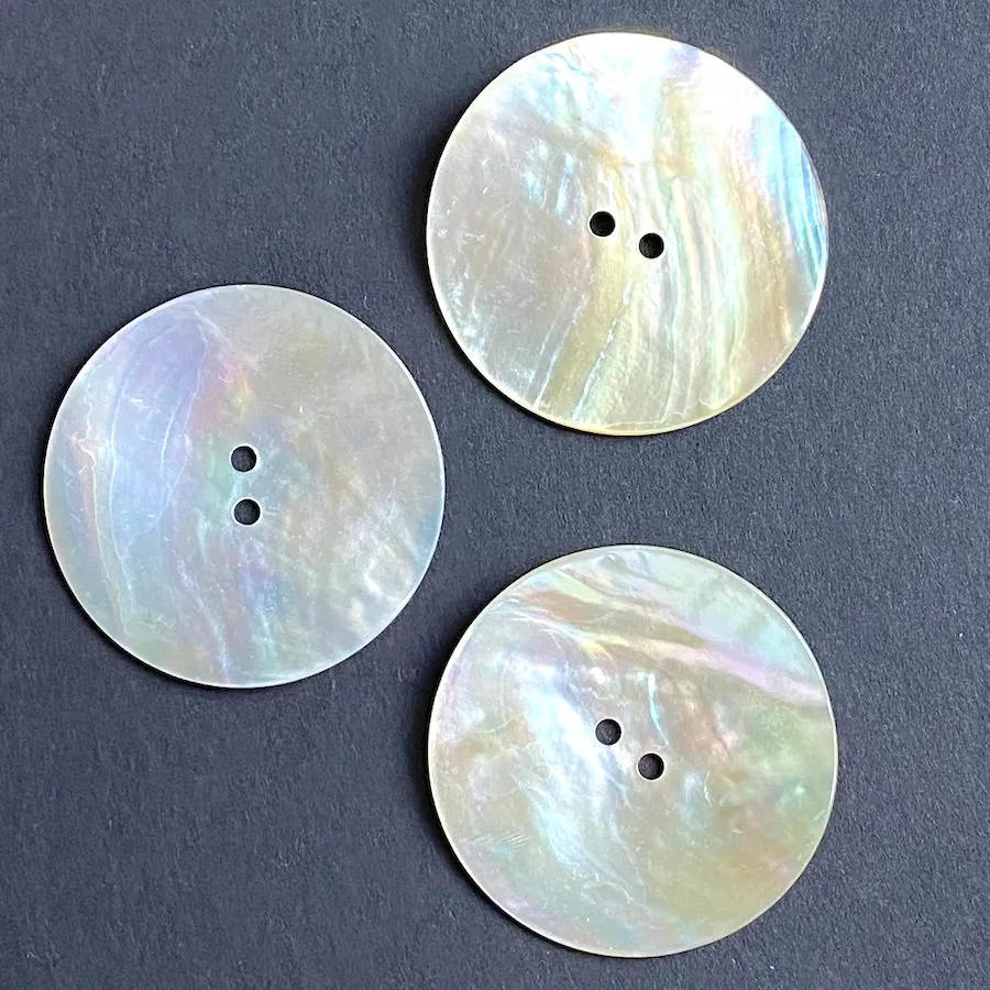 Moonrise Mother of Pearl Shell, 1-3/8" Iridescent Large 2-Hole Button 34mm #D4800