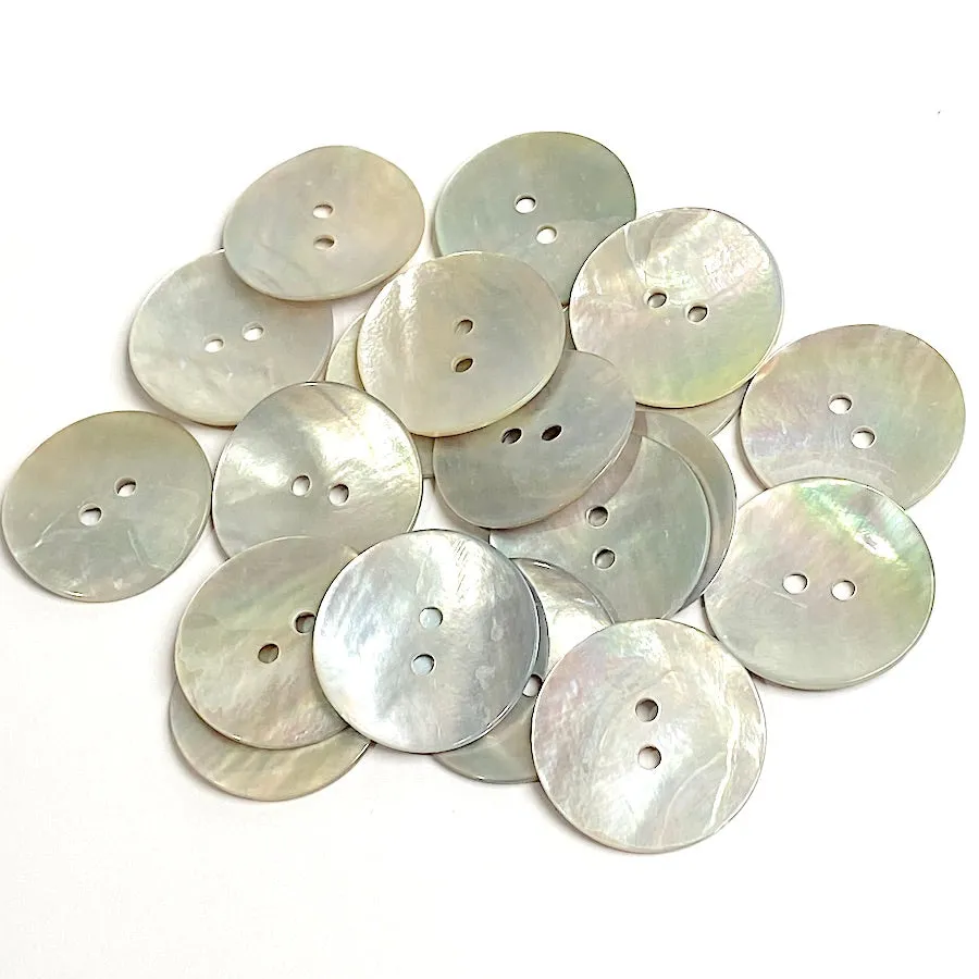 Moonrise Mother of Pearl Shell, 1/2" Iridescent 2-Hole Button 13mm. Pack of TWELVE   #KB-802