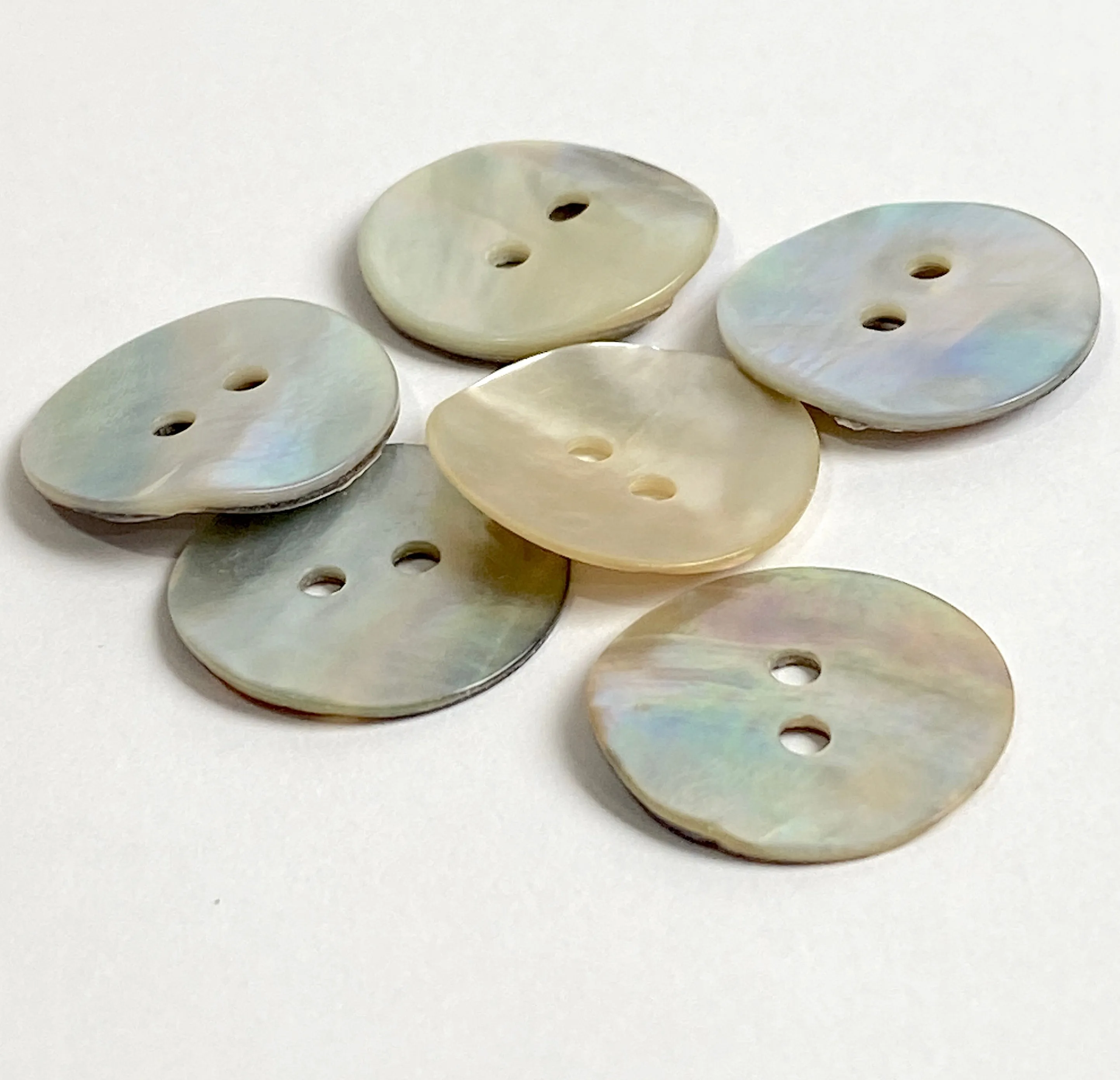 Moonrise Mother of Pearl Shell, 1/2" Iridescent 2-Hole Button 13mm. Pack of TWELVE   #KB-802