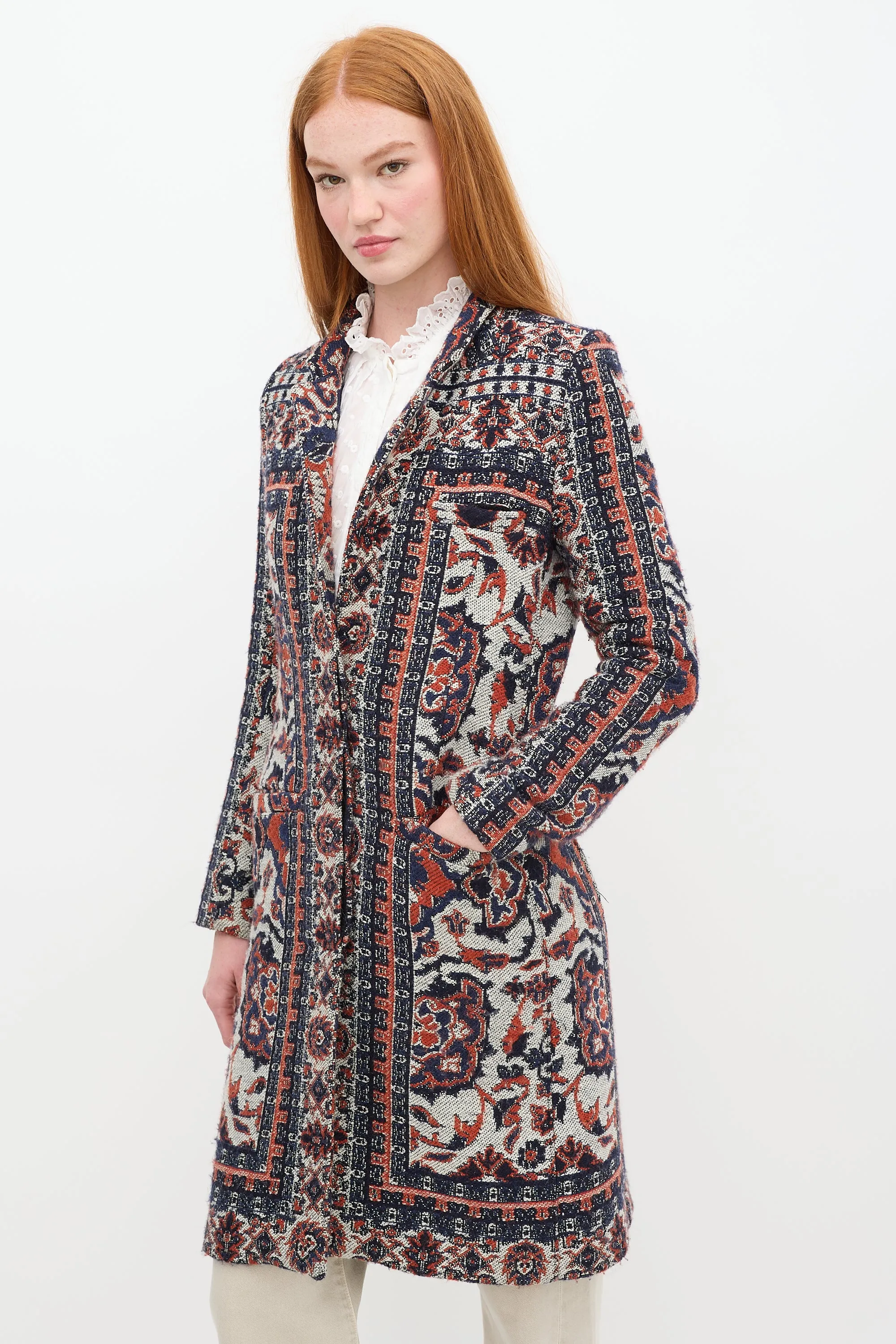 Multicolour Wool Paisley Coat