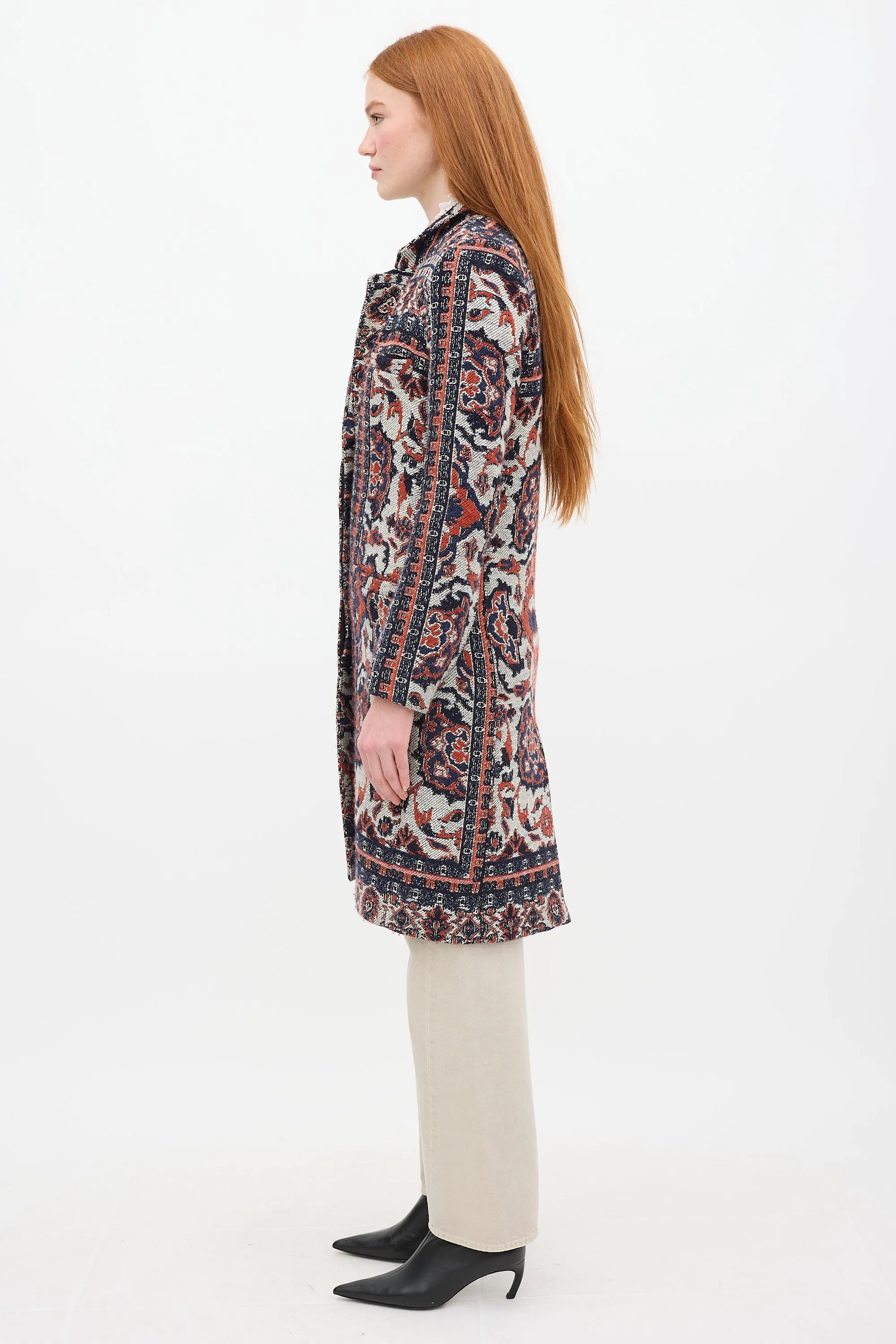 Multicolour Wool Paisley Coat