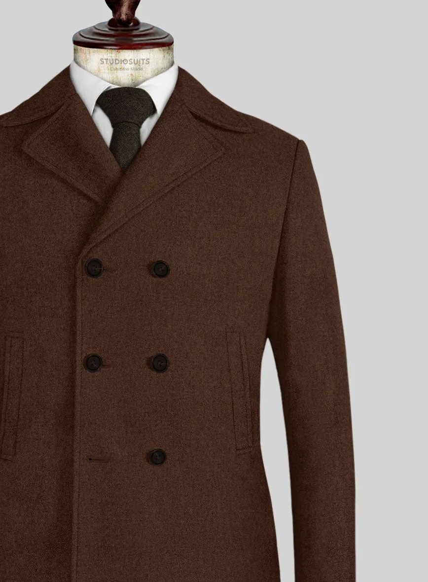 Naples Coffee Brown Tweed Pea Coat