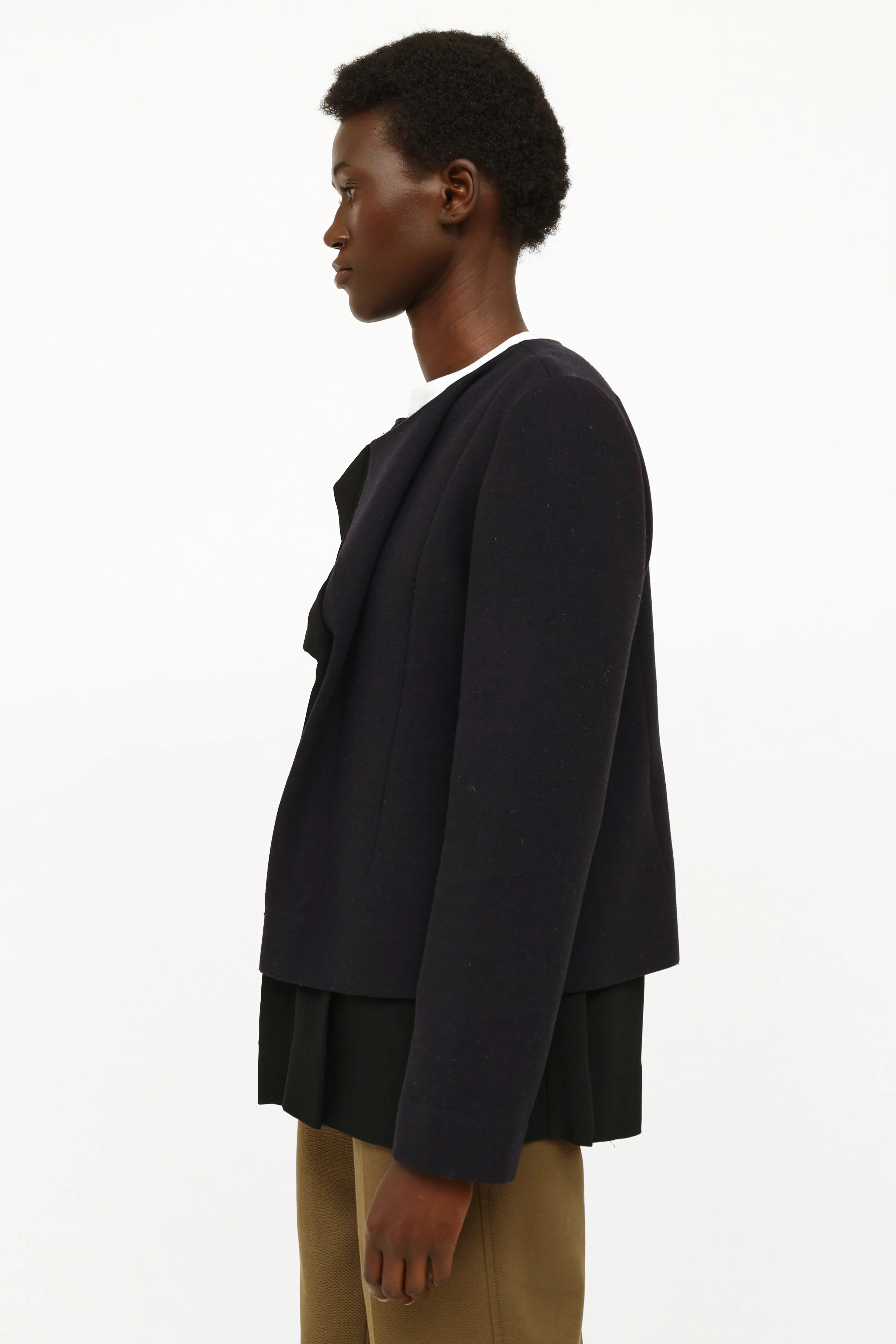 Navy & Black Wool Coat