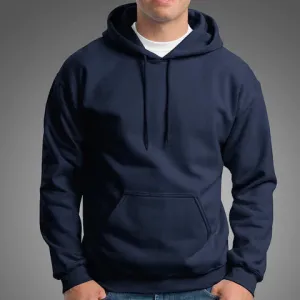 Navy Solid Hoodie Men