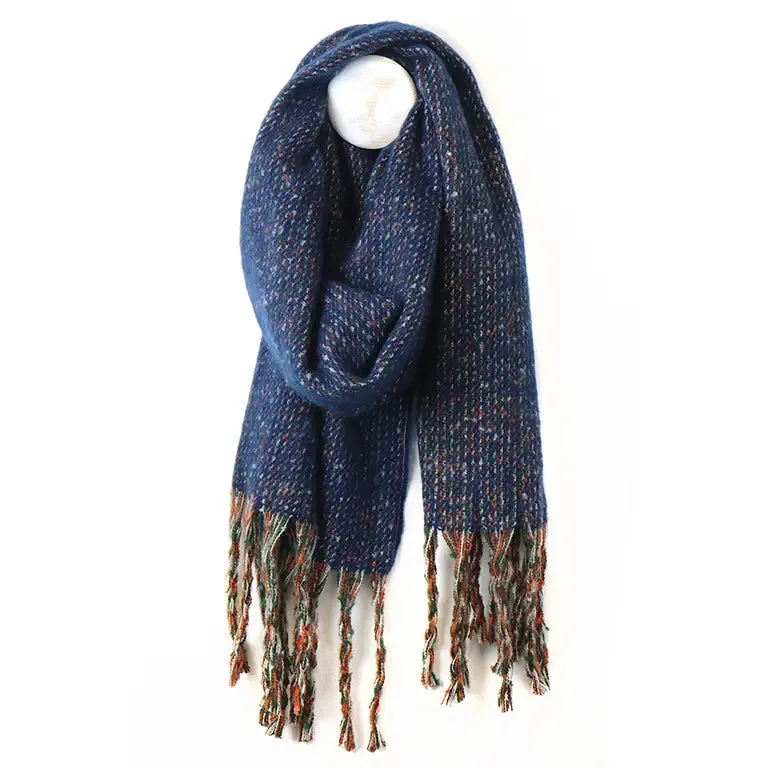 Navy Stitch Weave Scarf