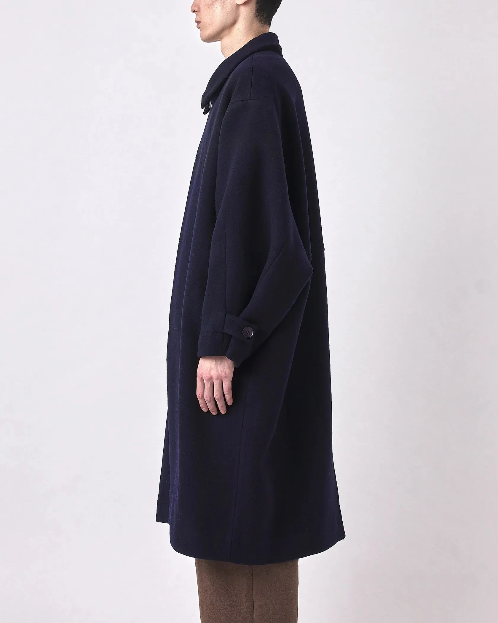 Navy Wool Cuffed Coat