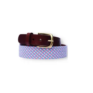 Needlepoint Belt- Herringbone in Pink and Blue Design for Young Adults