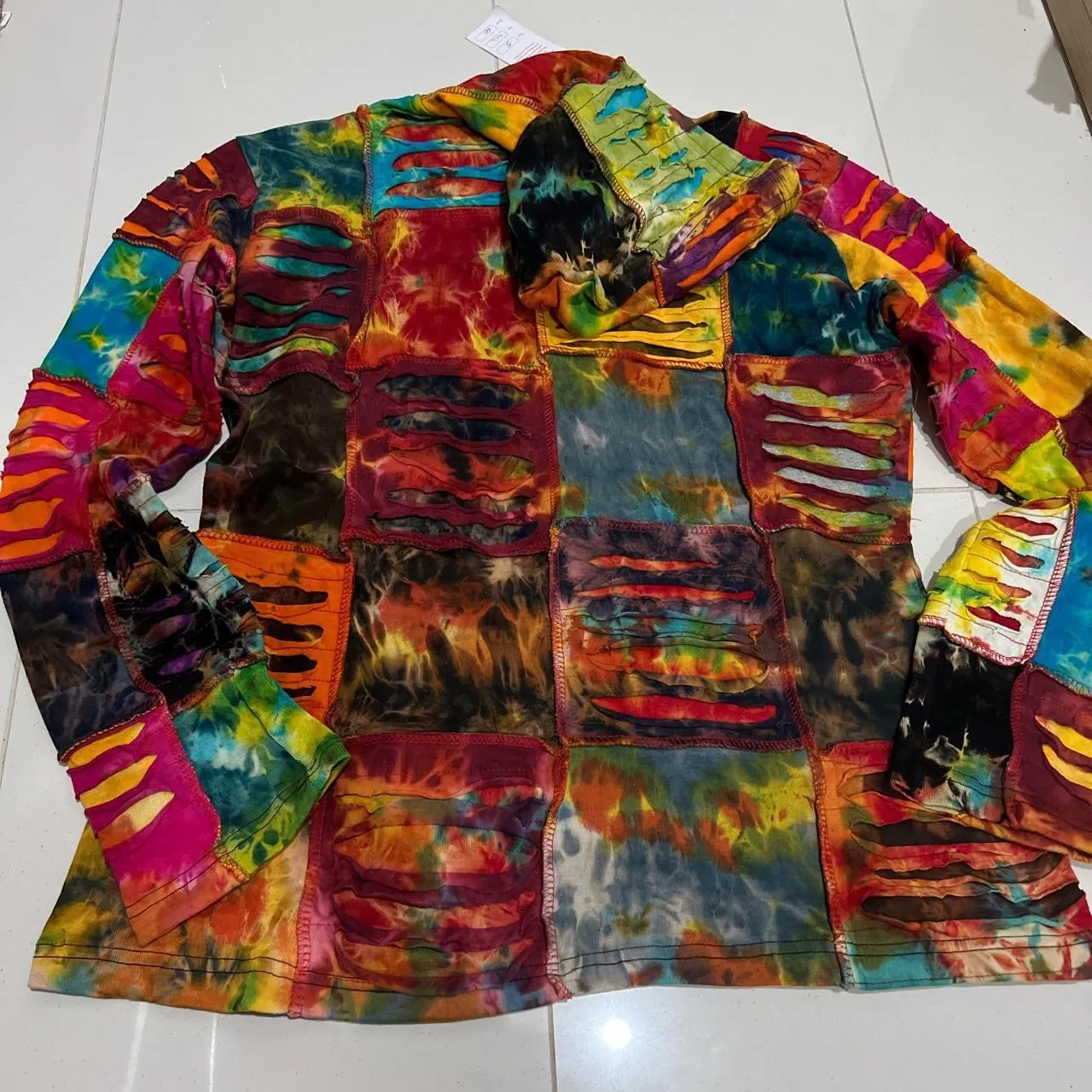 Nepalese Handmade  Multi-Colour Cotton Hoodie  Cardigan size XX Large