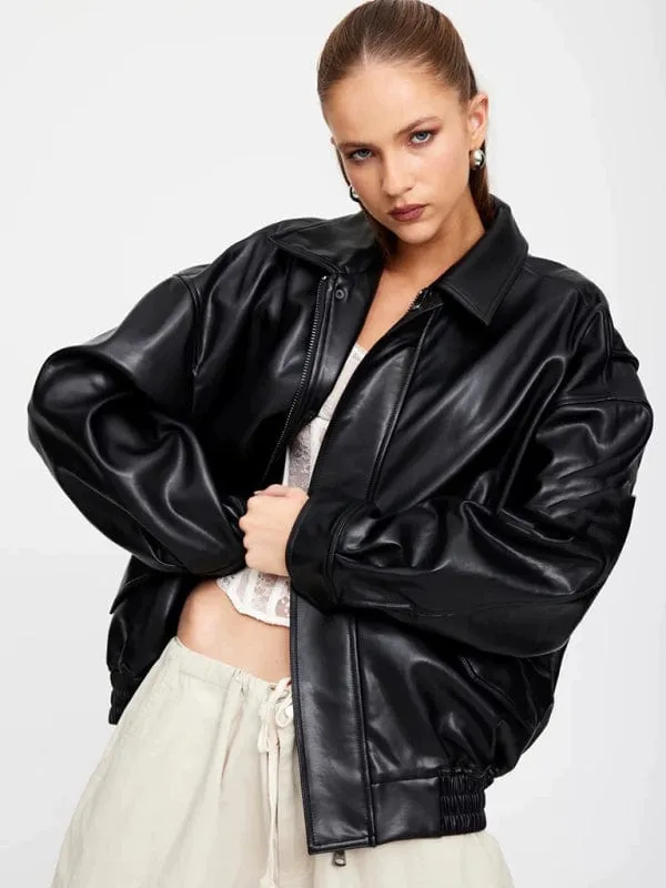 New American Retro Loose Silhouette Lapel Flight Jacket