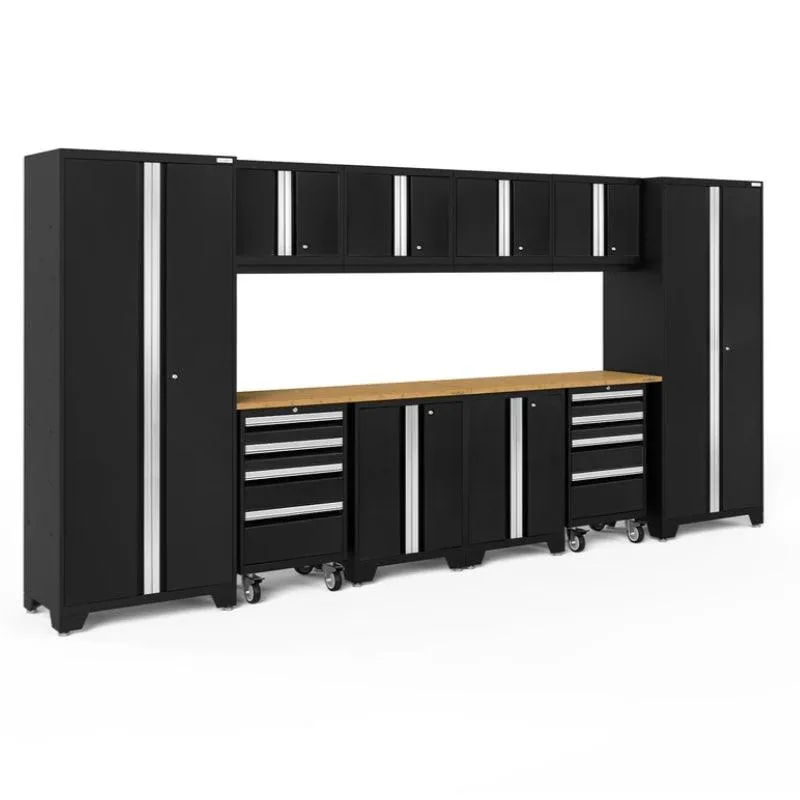 NEWAGE | Bold Series 12 Piece Cabinet Set with Tool, Base, Wall Cabinets and 2 Lockers