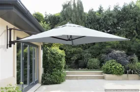 Norfolk Leisure Wall Mounted Cantilever Parasol Umbrella for Garden Patio Terrace 2m Square Taupe or Grey - INCLUDES MATCHING COVER