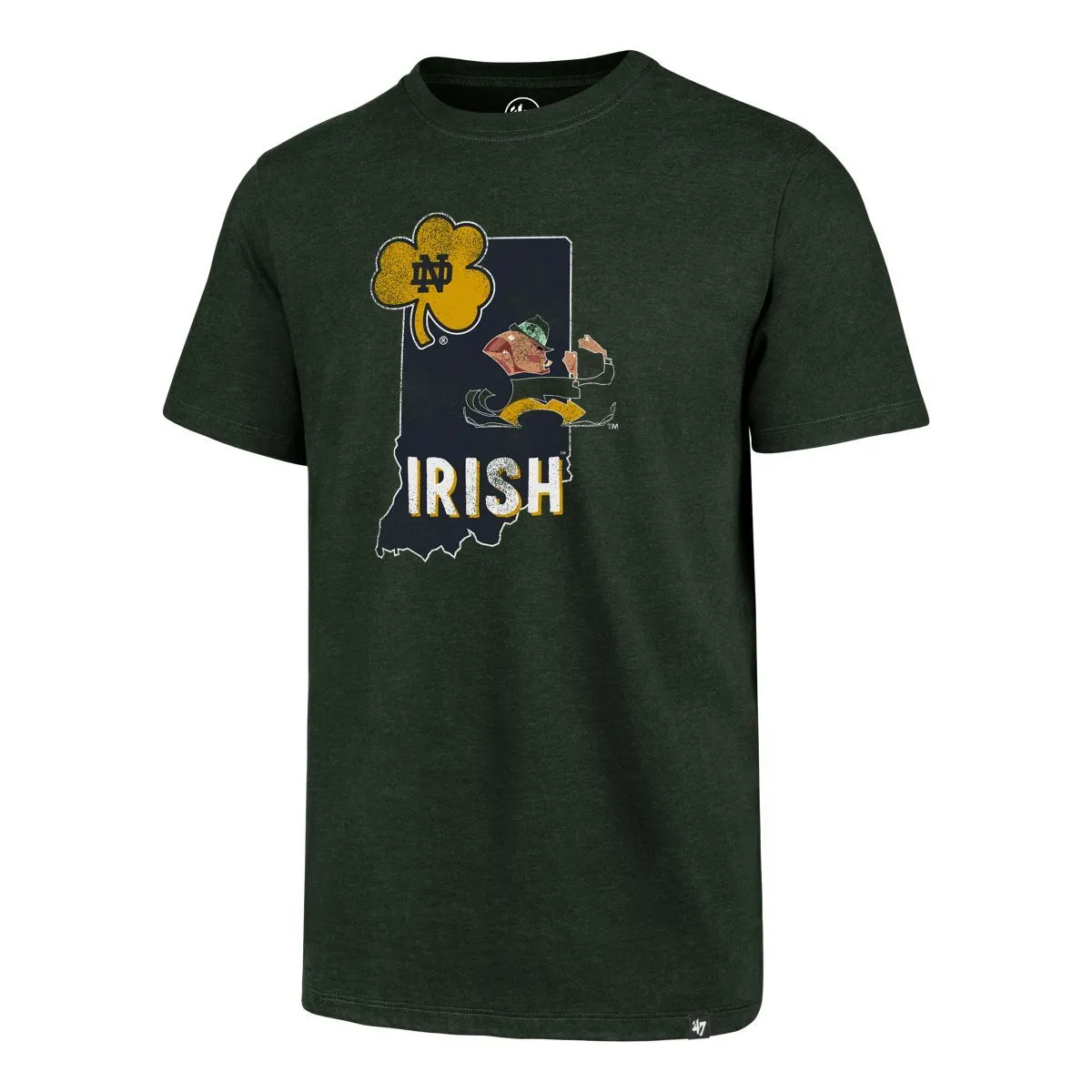 Notre Dame Fighting Irish '47 Dark Green "Regional Club" State Outline T-Shirt