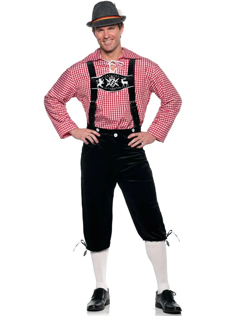 Oktoberfest Mens Deluxe Red Plus Size Lederhosen Costume