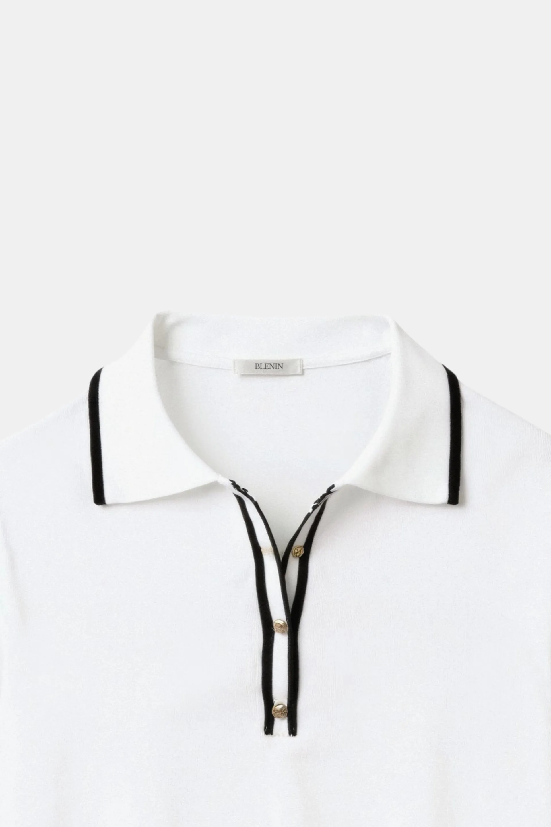 Old Money Contrast Elegant Trim Collared Slim Button Up Polo T-Shirt