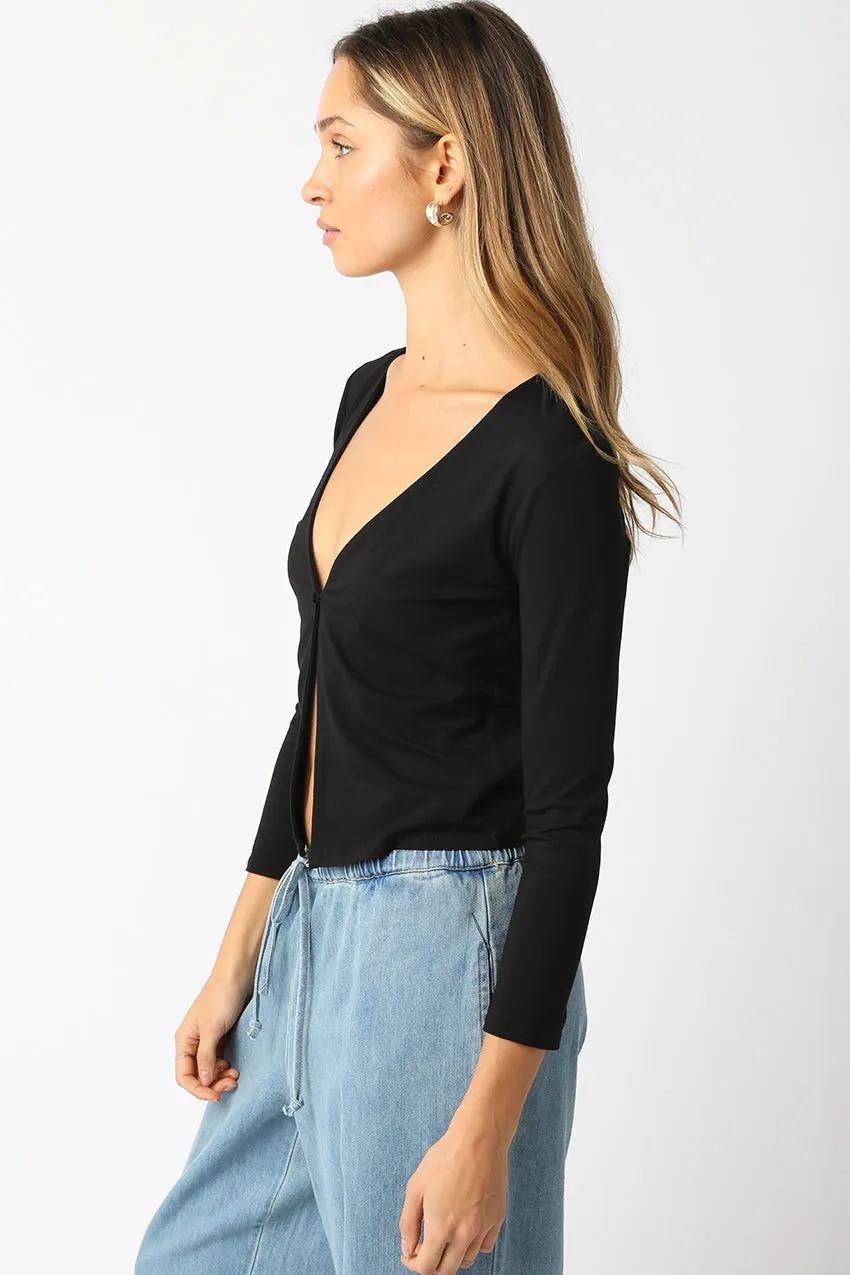 One Button V Neck Cardigan