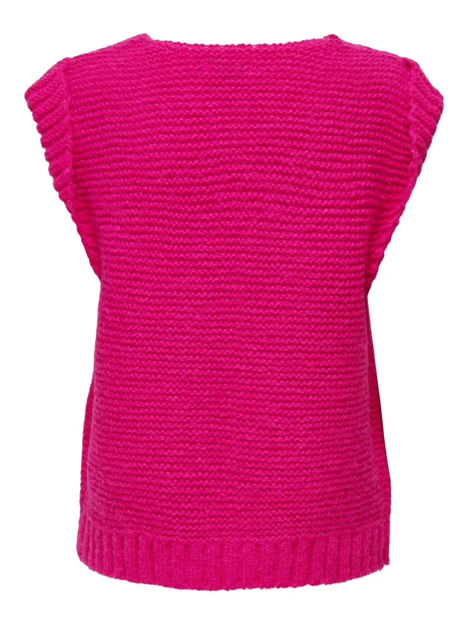 Onlala Life Sl Open Vest Ex Knt - Fuchsia