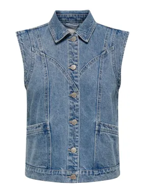 Onlkennedy Sl Dnm Waistcoat Bj - Blue Denim