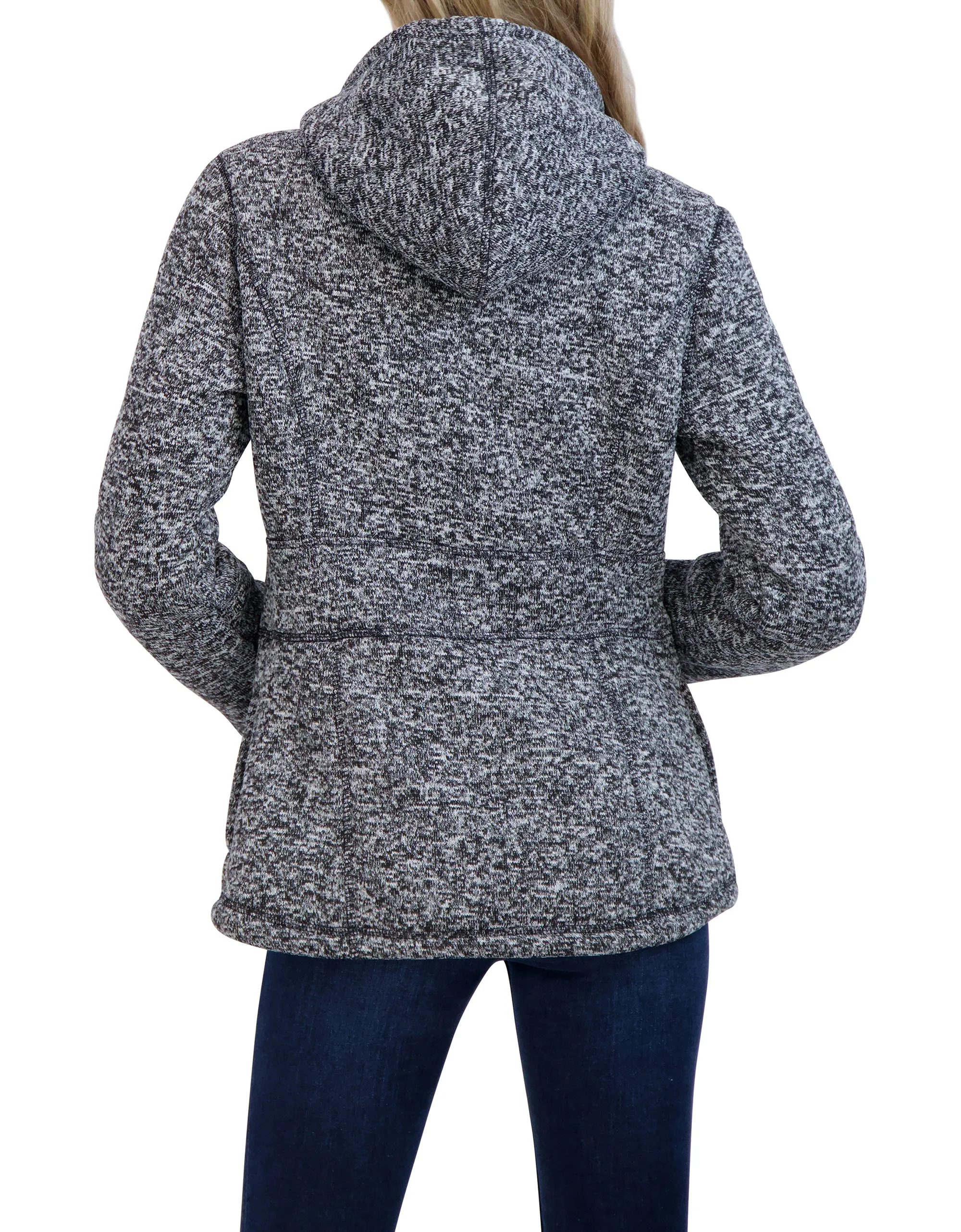 Ookie & Lala Sweater Bonded to Sherpa - Hooded Zip Front Jacket with Toggle Closure