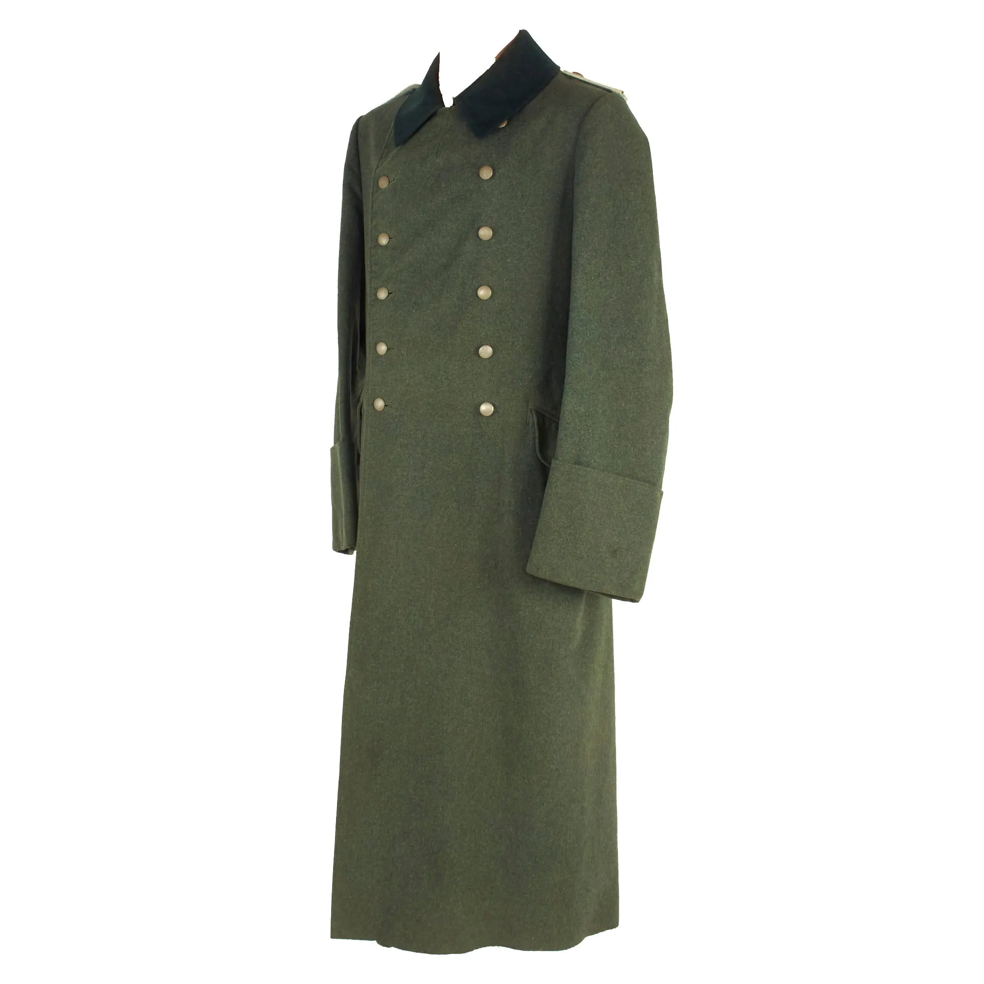 Original Excellent German WWII Heer NCO Wool Greatcoat with Infantry Junior Officer Shoulder Boards - dated 1938