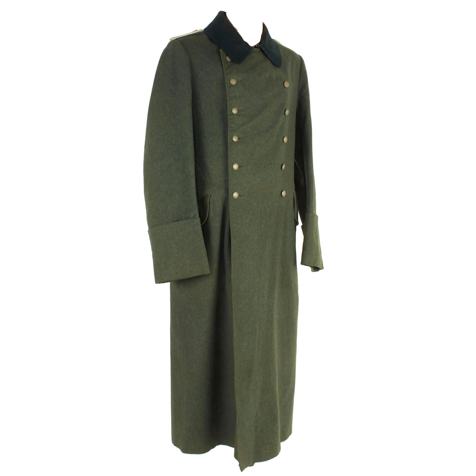 Original Excellent German WWII Heer NCO Wool Greatcoat with Infantry Junior Officer Shoulder Boards - dated 1938