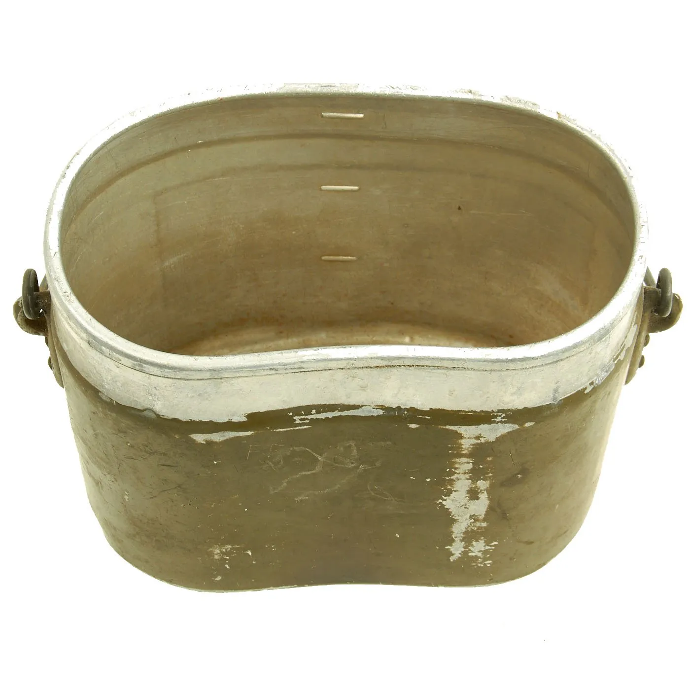 Original German WWII M31 Aluminum Mess Kit Kochgeschirr with Leather Strap - Dated 1941 & 43