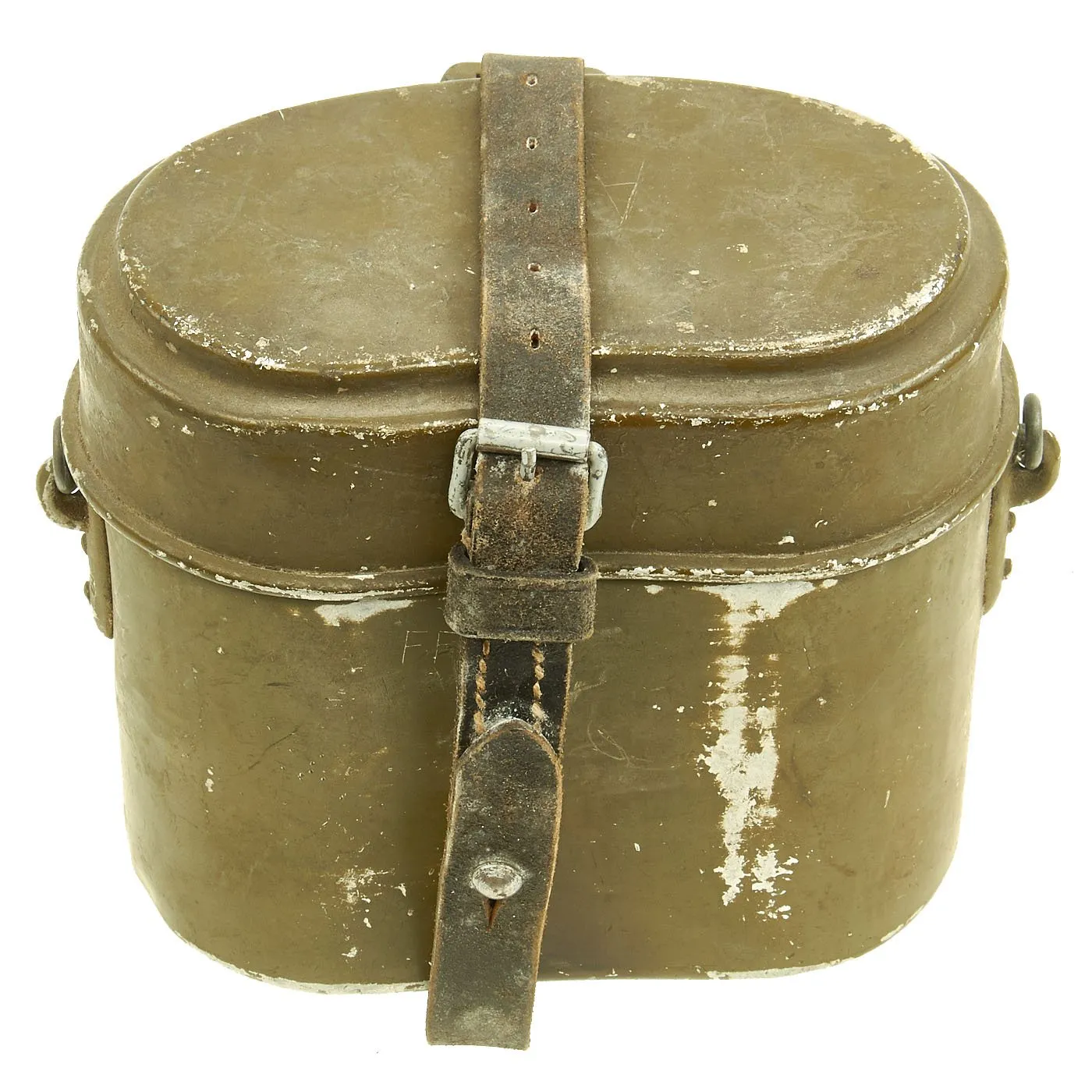 Original German WWII M31 Aluminum Mess Kit Kochgeschirr with Leather Strap - Dated 1941 & 43