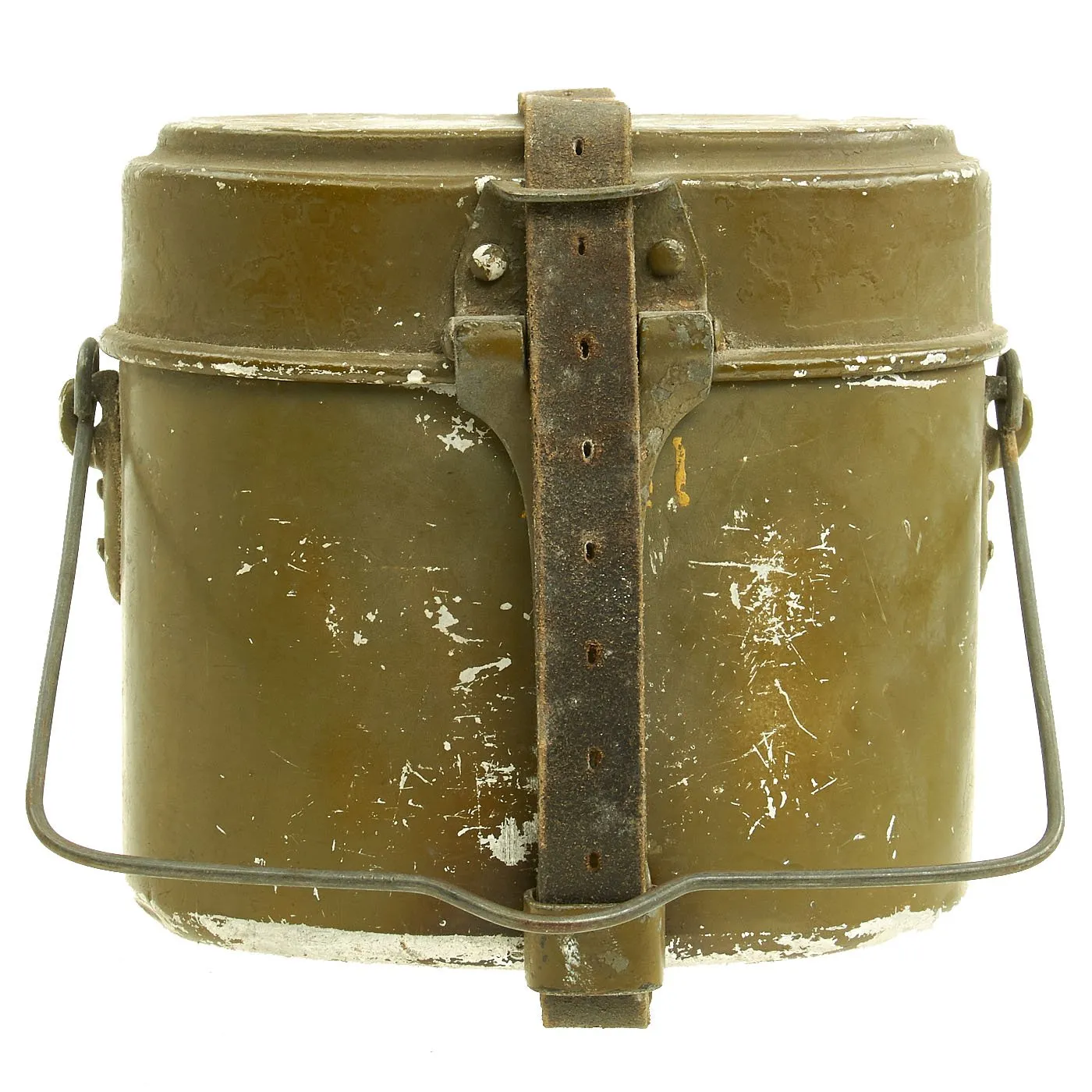 Original German WWII M31 Aluminum Mess Kit Kochgeschirr with Leather Strap - Dated 1941 & 43