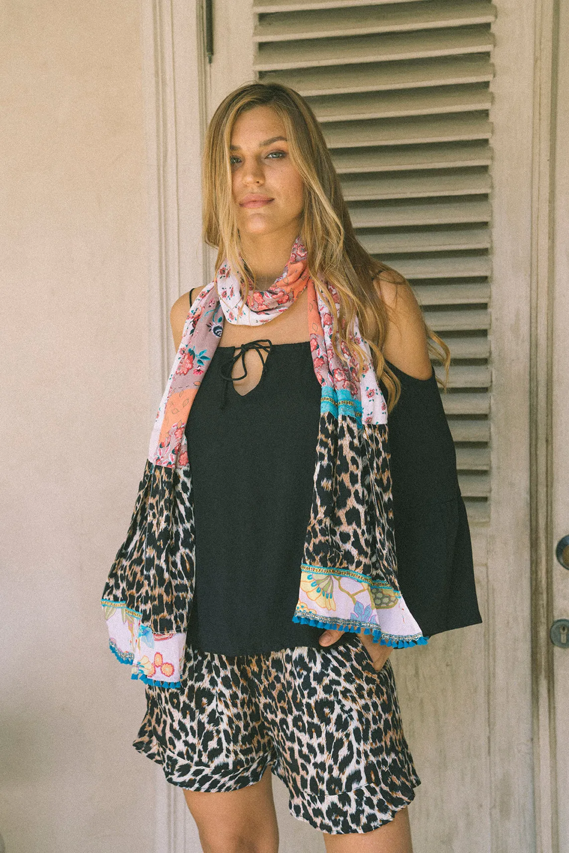 Peach Leopard Scarf