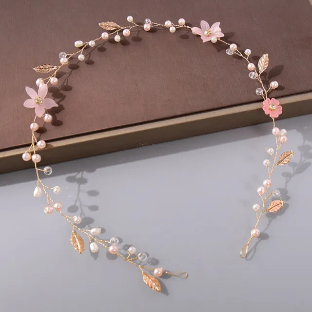 Pearl Rhinestone Women Headband Wedding Hair Accessories For Women Bride Tiara Headband Hair Jewelry Silver Color Hairband