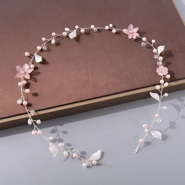 Pearl Rhinestone Women Headband Wedding Hair Accessories For Women Bride Tiara Headband Hair Jewelry Silver Color Hairband