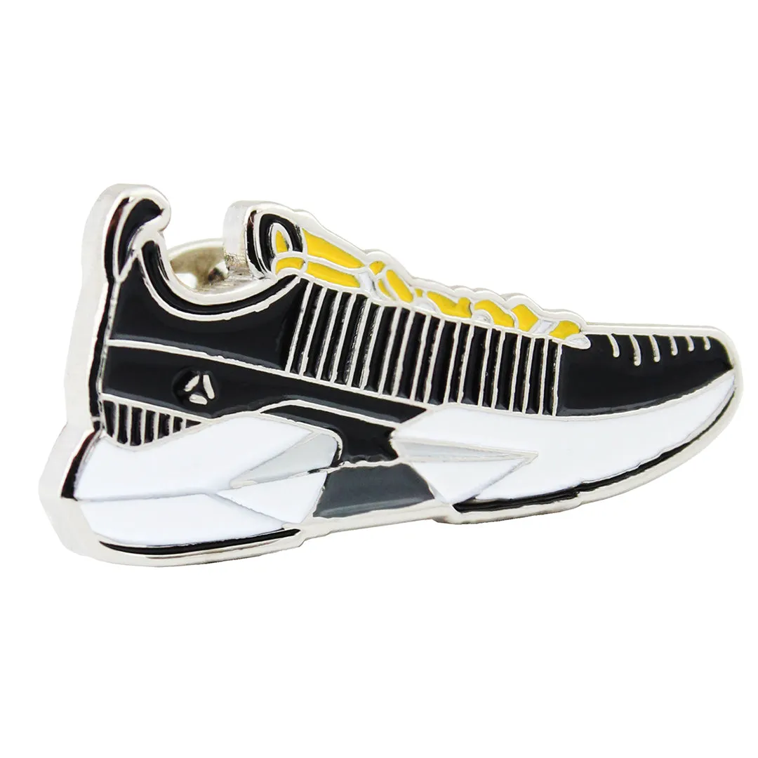 Peluche Trendy Shoe Black & Yellow Lapel Pin For Men