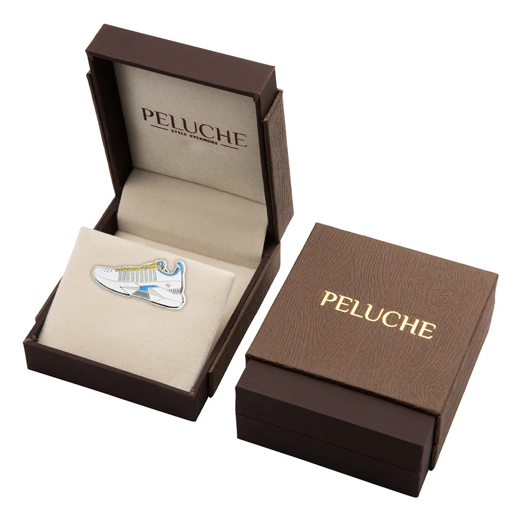 Peluche Trendy Shoe White & Blue Lapel Pin For Men