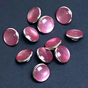 Pink Pearl/Metal Western Shirt Buttons Not Snaps, Shank Back 13mm / 1/2", Pack of 14  #KB-809