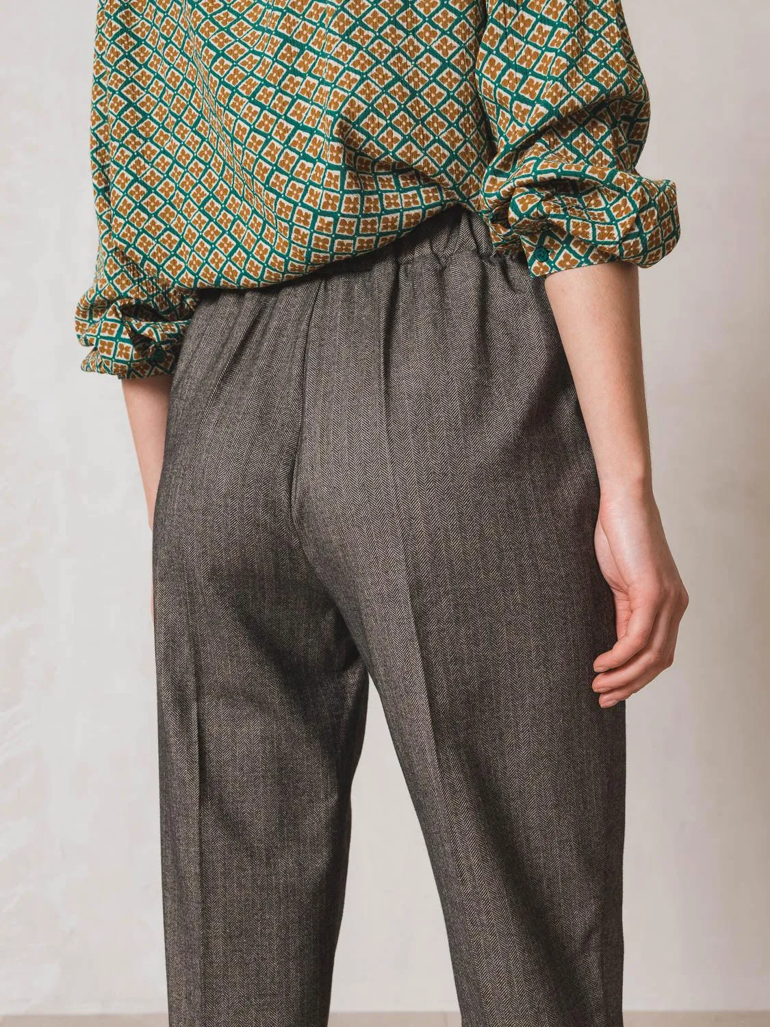 Plaid Button Trouser