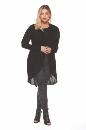 Plus Size Black Long Sleeve Cardigan