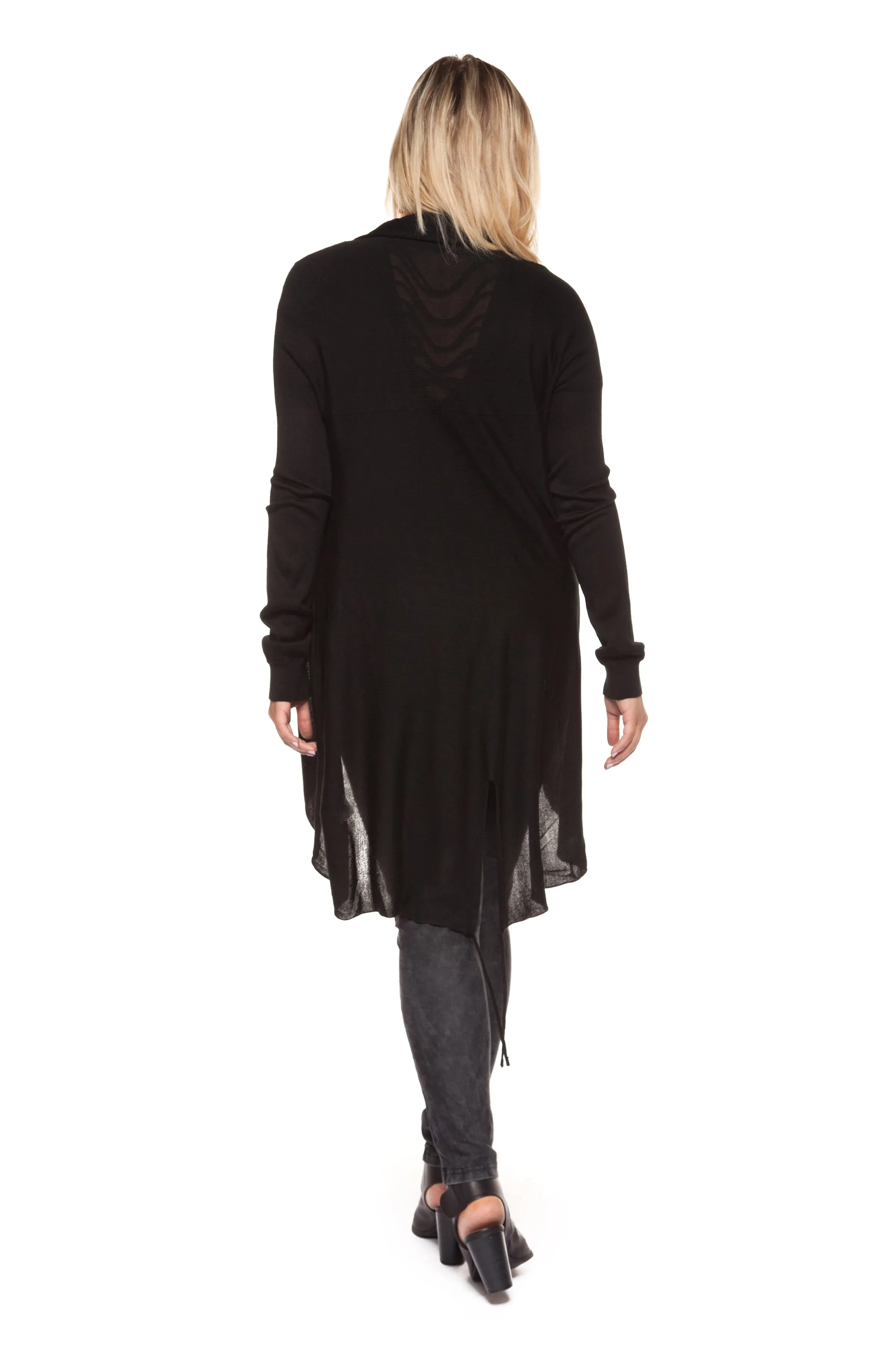 Plus Size Black Long Sleeve Cardigan