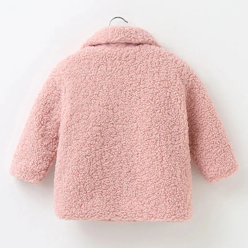 Plush Girls Coat Autumn Winter Lambswool Kids Jacket Fashion Little Princess Christmas Outerwear 2 4 6 8 Years Children Clothing