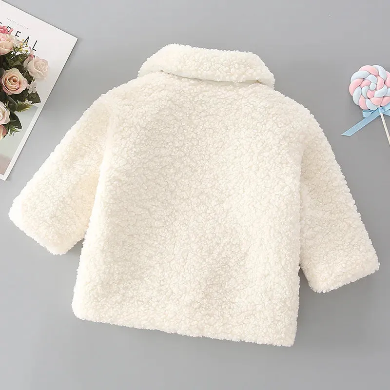 Plush Girls Coat Autumn Winter Lambswool Kids Jacket Fashion Little Princess Christmas Outerwear 2 4 6 8 Years Children Clothing