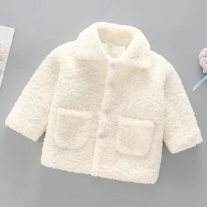 Plush Girls Coat Autumn Winter Lambswool Kids Jacket Fashion Little Princess Christmas Outerwear 2 4 6 8 Years Children Clothing