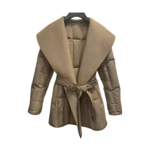 Pre Order:  Goose Down Quilted Woolen Overcoat