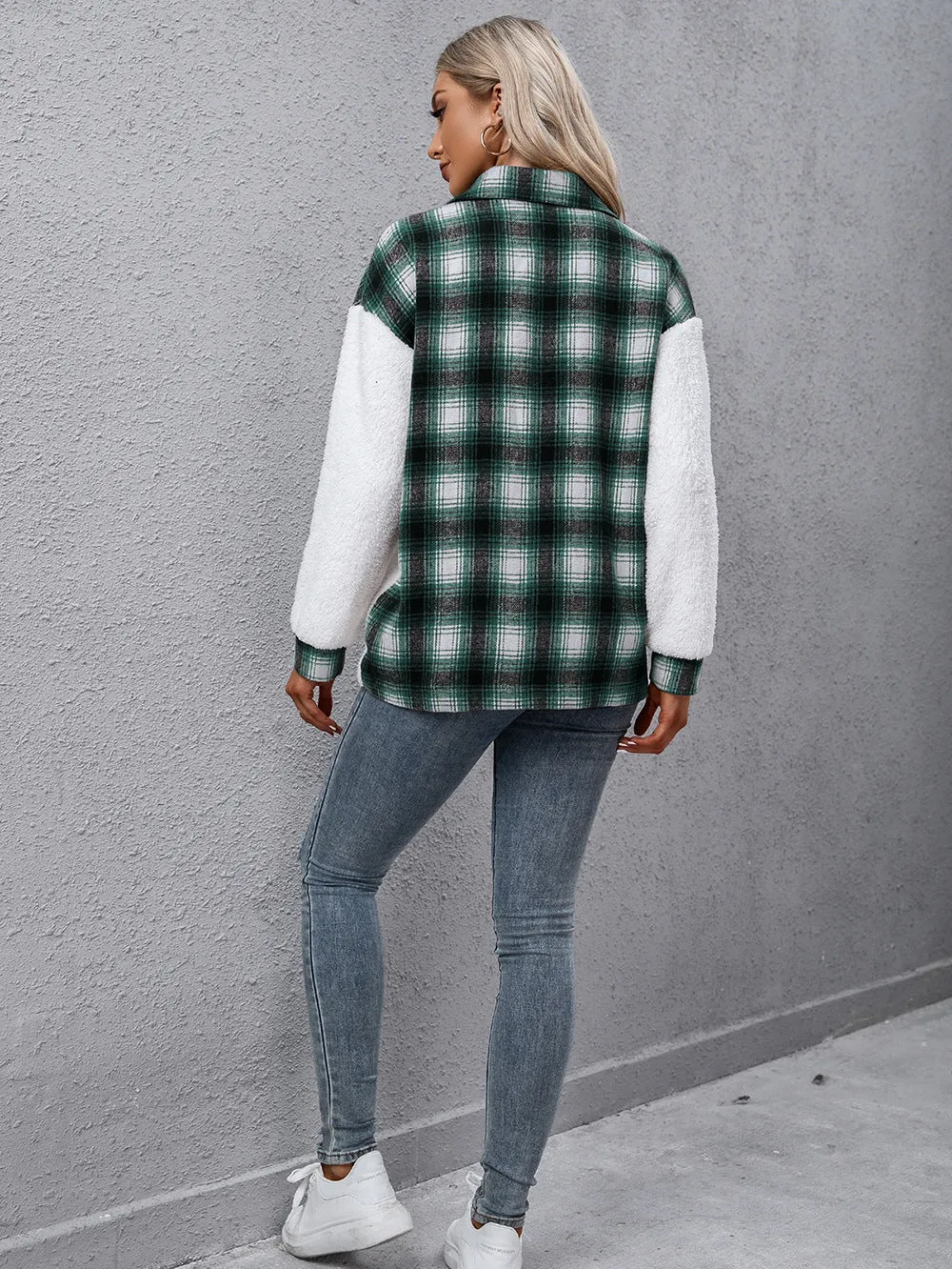 PRE-ORDER: Plaid Collared Neck Button Down Jacket